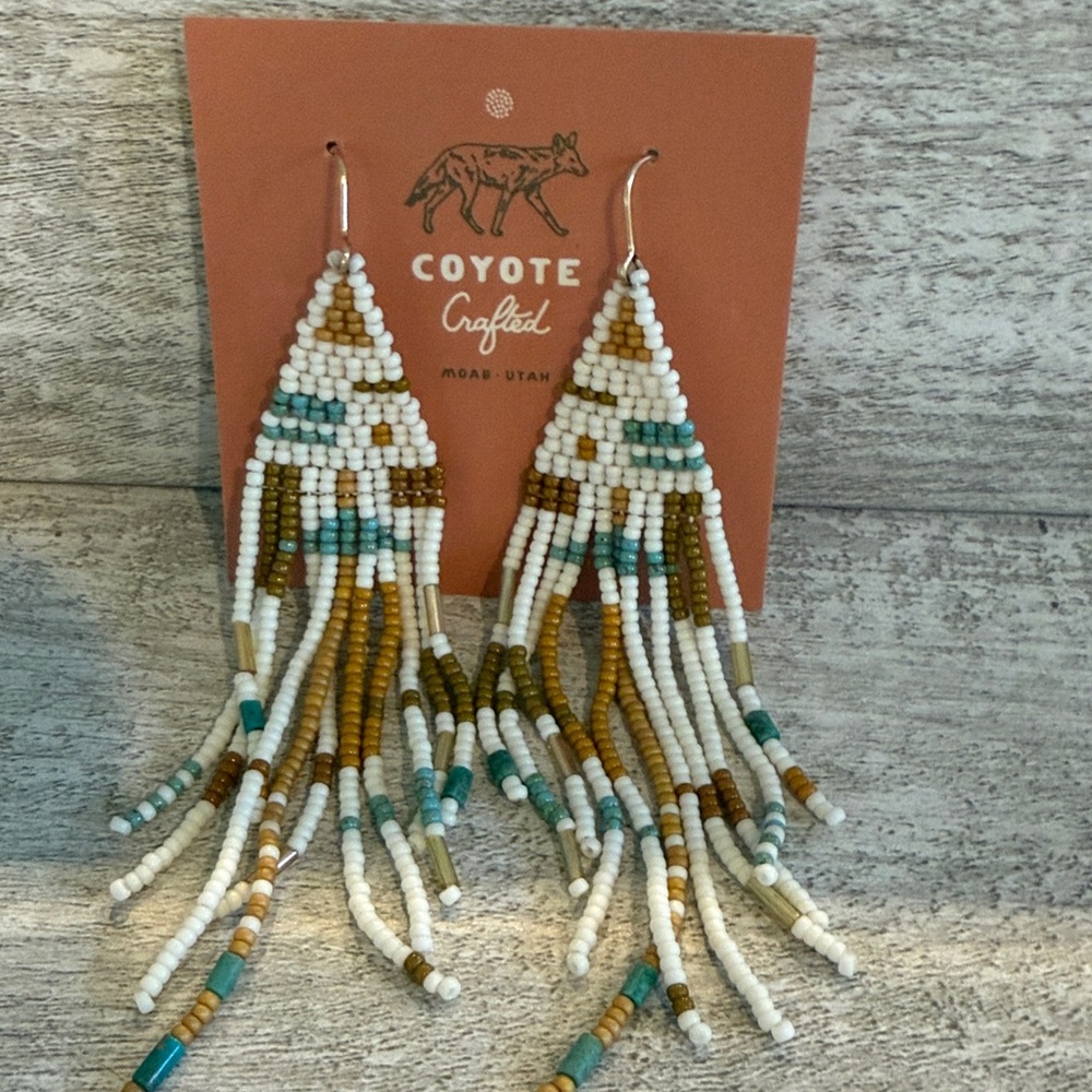 Handcrafted Beaded Fringe Earrings by Coyote crafted brand new
